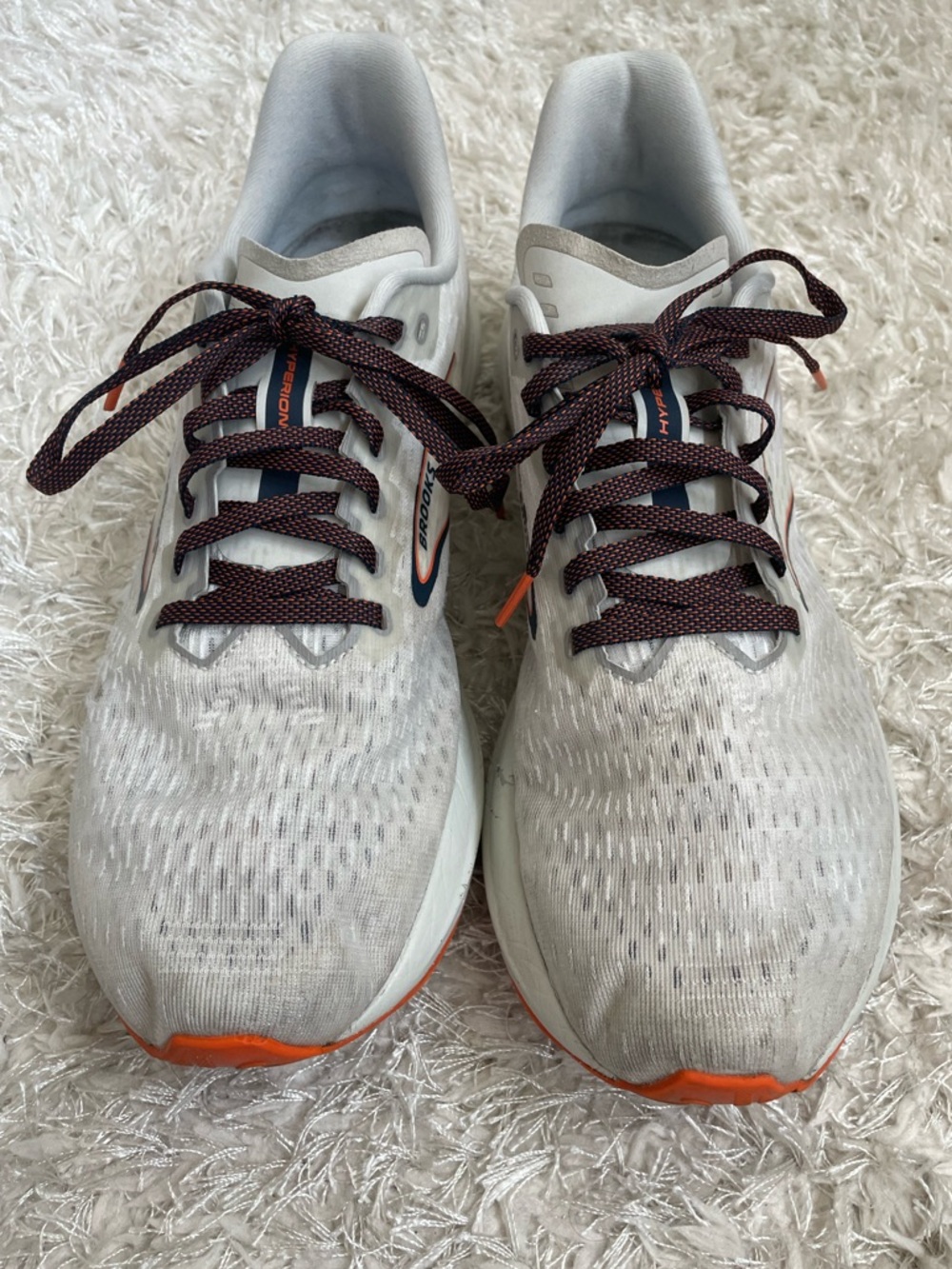 Brooks Men's Hyperion Running Shoes Oyster Mushroom White with Orange Accents - Picture 4 of 12